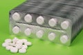 Plenty of white tablets in packing Royalty Free Stock Photo