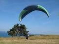 PLERIN_FRANCE, 02 APRIL, 2017: paragliding in Plerin in Brittany