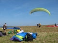 PLERIN_FRANCE, 02 APRIL, 2017: paragliding in Plerin in Brittany