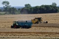 PLERIN, FRANCE -August 03 2018 :Combine harvester at Plerin