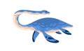 Plesiosaur, ancient water animal. Aquatic dinosaur, marine reptile swimming. Extinct underwater dino with fins and long