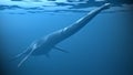 Plesiosaur under water