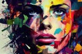 plethora of colors and textures in collage face with quirky expressions