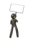 Pletinum icon figure with blank message board