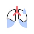 Pleurisy, lung disease, coronavirus consequence flat illustration