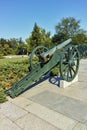 PLEVEN, BULGARIA - 20 SEPTEMBER 2015: Cannon in front of Panorama the Pleven Epopee 1877 in city of Pleven