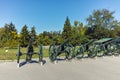 PLEVEN, BULGARIA - 20 SEPTEMBER 2015: Cannon in front of Panorama the Pleven Epopee 1877 in city of Pleven