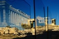 Plexiglass separators at Acropolis` Propylaia Royalty Free Stock Photo