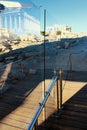 Plexiglass separators at Acropolis` Propylaia Royalty Free Stock Photo