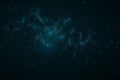 Plexus Abstract background. Modern futuristic geometric design. Flying blue triangles in the dark. Glowing lights. Glowing