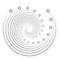Plexus, wire-frame radial circles with nodes. Geometric spiral for technology, block chain, circuit like themes. Cycle rings