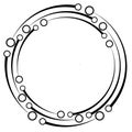Plexus, wire-frame radial circles with nodes. Geometric spiral for technology, block chain, circuit like themes. Cycle rings