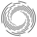 Plexus, wire-frame radial circles with nodes. Geometric spiral for technology, block chain, circuit like themes. Cycle rings