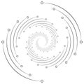 Plexus, wire-frame radial circles with nodes. Geometric spiral for technology, block chain, circuit like themes. Cycle rings