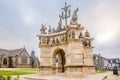 View at the Calvary of Saint Germain church in the streets of Pleyben in France