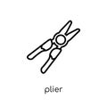 Plier icon. Trendy modern flat linear vector Plier icon on white