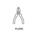 Plier vector line icon, sign, illustration on background, editable strokes