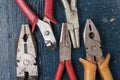 Pliers on blue table