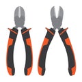 Pliers. Diagonal Cutting Pliers. Pliers with orange and black on white background.