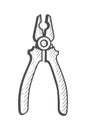 Pliers Hand drawn Royalty Free Stock Photo