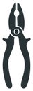 Pliers hand tool vector icon in a minimalist flat silhouette style for repair and construction Royalty Free Stock Photo