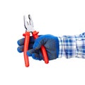 Pliers in hand Royalty Free Stock Photo