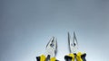 Pliers and needle-nose pliers. closeup on metallic background Royalty Free Stock Photo