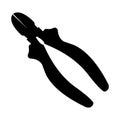 Pliers nippers silhouette isolated on white background vector illustration