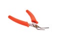 Pliers orange curved handles on a white background
