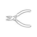 Pliers pincers hand tool isolated on white background. Vector illustration, pliers vector sketch illustration Royalty Free Stock Photo