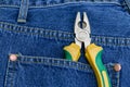 Pliers of pocket jeans Royalty Free Stock Photo
