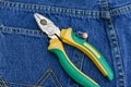 Pliers of pocket jeans Royalty Free Stock Photo