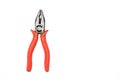 Pliers with red plastic grip handle for electric and wood work Royalty Free Stock Photo