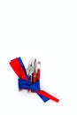 Pliers screwdriver metal pliers screwdriver cutter flag red blue white ribbon bow postcard background labor Dutch Royalty Free Stock Photo