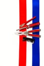 Pliers screwdriver metal pliers screwdriver cutter flag red blue white ribbon bow postcard background labor Dutch Royalty Free Stock Photo