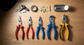 Pliers Set maintenance setup in home shed soft shadow Royalty Free Stock Photo