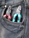 pliers and side cutters in the pocket