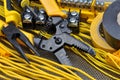 Pliers strippers with electrical component kit Royalty Free Stock Photo