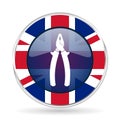 Pliers tool, equipment british design web icon, round glossy english concept button on white background Royalty Free Stock Photo