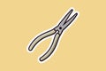 Pliers Tool Sticker vector illustration. Mechanic and Electrician working tool equipment objects icon concept. Royalty Free Stock Photo