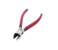 Pliers wire cutters with bright handles on white