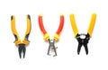 Pliers and wire strippers on white background