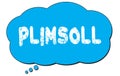 PLIMSOLL text written on a blue thought bubble