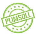 PLIMSOLL text written on green vintage stamp