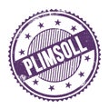PLIMSOLL text written on purple indigo grungy round stamp