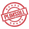PLIMSOLL text written on red vintage stamp