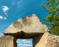 Pliska rosette engraved on megalith rock in Bulgarian Stonehenge. Royalty Free Stock Photo