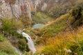 Plitvice Lakes on the mountain cliff