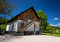 Plitvice Lakes, Croatia - May 28, 2017: Lonely house at the forest, near the famous Plitvice Lakes Royalty Free Stock Photo