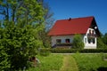 Plitvice Lakes, Croatia - May 28, 2017: Lonely house at the forest, near the famous Plitvice Lakes Royalty Free Stock Photo